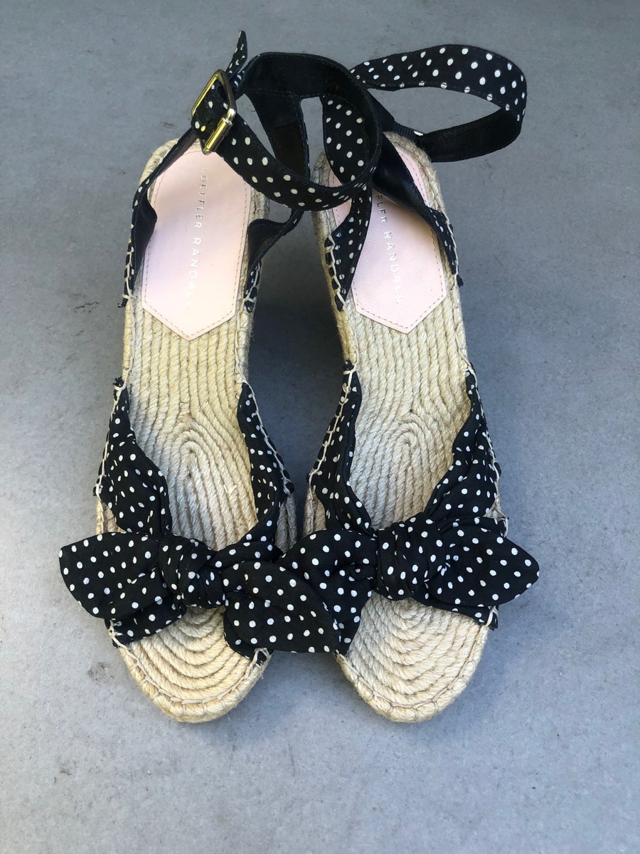 NEW LOEFFLER Randall UI Tessa Espadrille Wedge Polka Dot Sandals