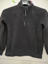 Athleta Girl Sweatshirt L BLK So Snug 1/2 Zip Pullover Sherpa Fleece Cozy Pocket