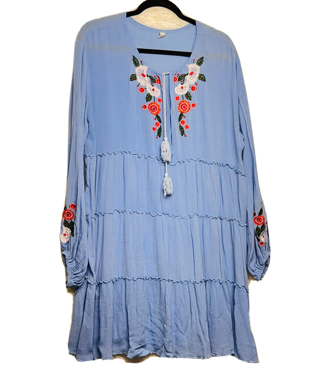 Miss Look Woman’s Blue Long embroidered dress Lon… - image 1