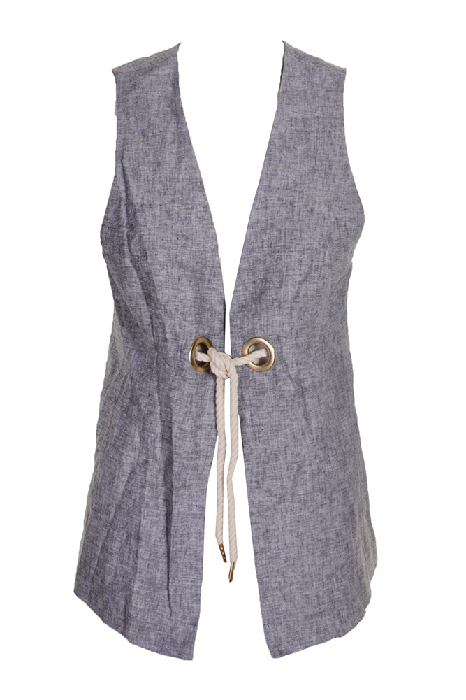 Синий жилет без рукавов Kensie с завязкой спереди S