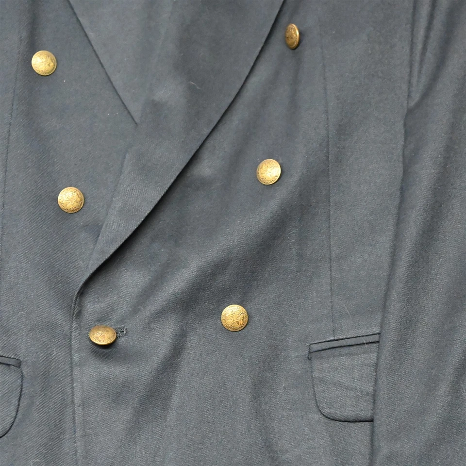 Oscar de la Renta 42L X-длинный темно-синий золотой кнопка двойной груди блейзер спортивное пальто - Изображение 3 из 4