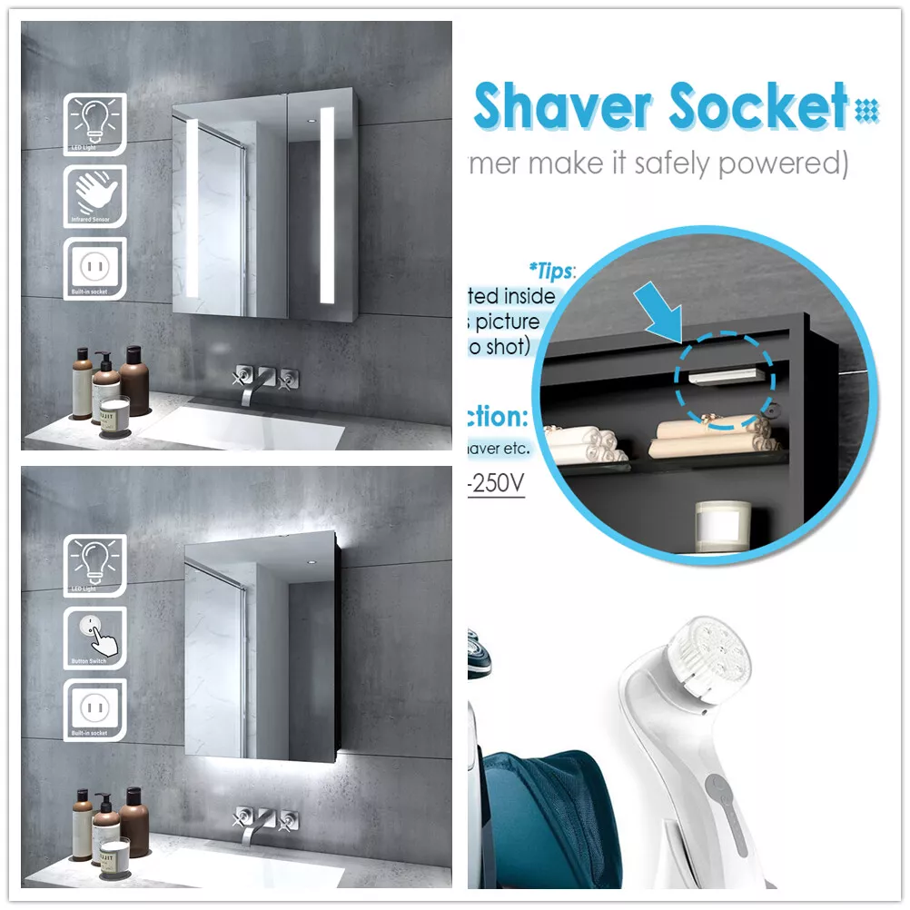 Mirrored medicine cabinet with electrical outlet inside deals