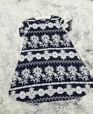 Show Me Your MuMu Em Mini Dress Navy Blue White Lace Floral Women's Dress Sz M