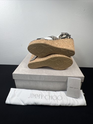 Jimmy Choo Aleili 100 Platform Wedge Heel Sandal Natural Snake Leather EU 39.1/2 - Picture 17 of 19