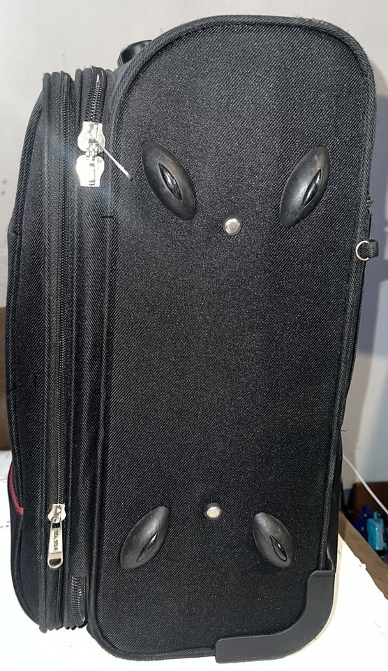 Rolling Wheels Suitcase Travel Luggage CarryOn Multi Pockets SS Black