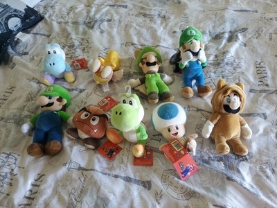 9 Total Nintendo Sega Plush Toy Lot! Mario, Luigi, Tails, Yoshi Etc! BRAND NEW! 