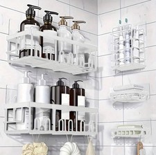 5 Pack Adhesive Shower Caddy Rustproof Stainless Steel Bathroom Shelves No Drill
