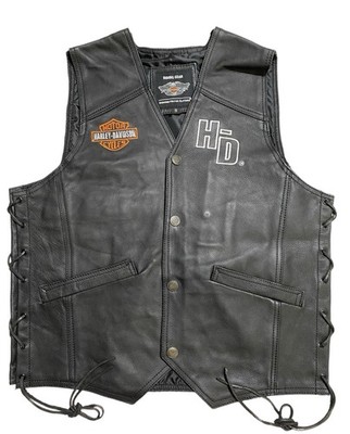 Harley-Davidson Men's Vest Biker Cafe Racer Motorcycle Genuine Cowhide Leather