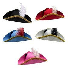Pirate Hat Cosplay Festival Stage Performance Photo Prop for Adults with Feather