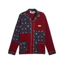 PUMA Hoops X Polar Express Pj Button Up Shirt Mens Blue Casual Tops 62825401