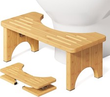 Squatting Potty for Adults Foldable, 7In Bamboo Toilet Stool Squat Adult and ...