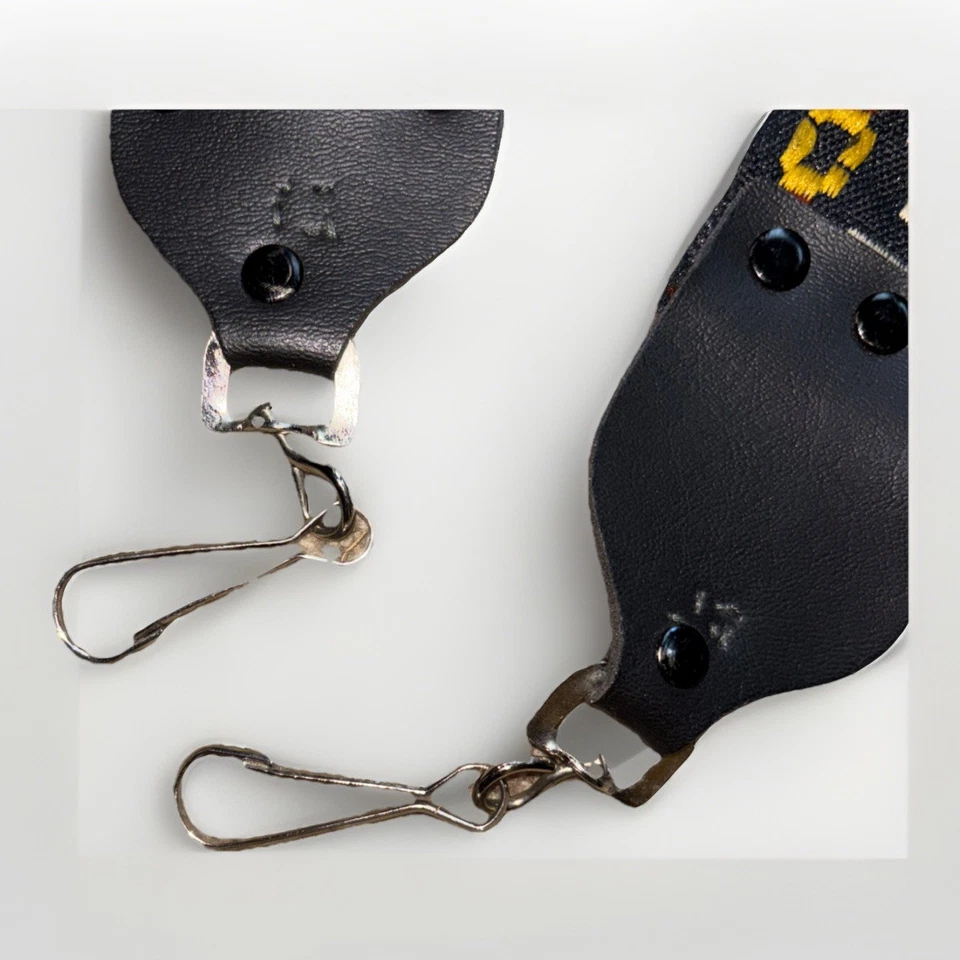 VINTAGE 1970s CAMERA STRAP Black Orange & Yellow embroidered Hippie Retro Design - Image 2 of 4