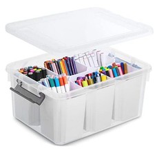 17 QT Plastic Storage Bins Clear Storage Box with Lids 1 Pack-17 QT