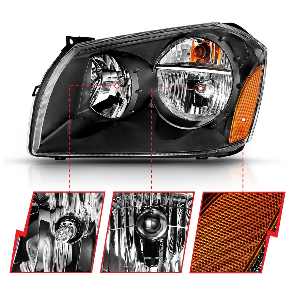 Faro izquierdo y derecho Anzo 111425 para Dodge Magnum 2005-2007 carcasa negra Foto 4 de 4