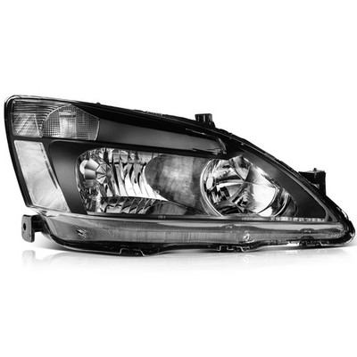 Pair Headlight Assembly Honda Accord 03-07 Black Housing 33151SDAA01 33101SDAA01