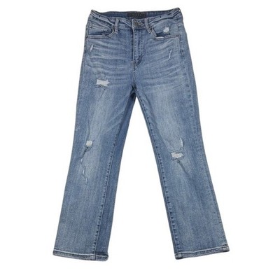 Risen Los Angeles Womens High Rise Distressed Straight Leg Jeans Blue Size 5/27