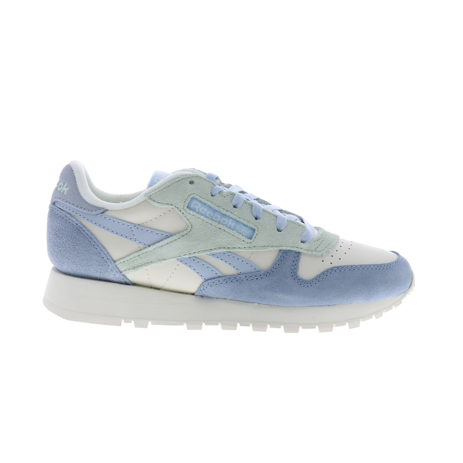 Reebok Classic Leather Womens Blue Suede Lace-Up Sneakers