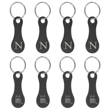 8Pcs Stainless Steel Shopping Trolley Token, Black Letter N  Grocery Cart
