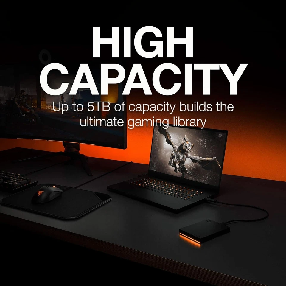 Seagate FireCuda Gaming Hard Drive, 1 TB, External Hard Drive HDD, USB 3/2, RGB - Image 2 of 4