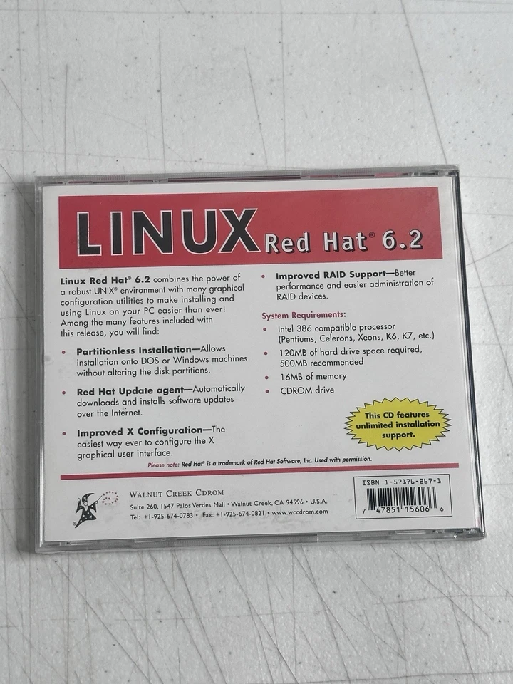 Sealed Linux Red Hat 6.2 CD ROM OS Software April 2000 New Old Stock - Image 2 of 4
