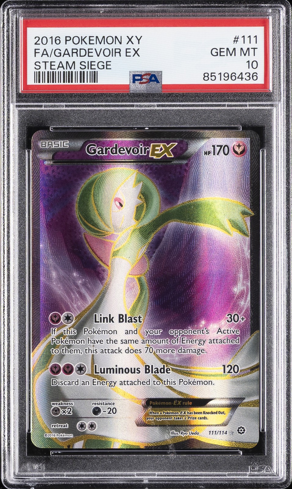 2016 POKEMON XY STEAM SIEGE #111 FULL ART/GARDEVOIR EX PSA 10