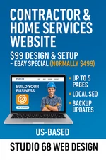 Contractor Website – $99 Design & Setup – US-Based – Hosting SEO Updates