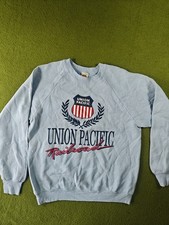 Vintage Union Pacific Railroad Train Sweatshirt White Size Large Usa Made