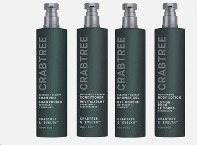 Crabtree & Evelyn Shampoo, Conditioner, Shower Gel,Body Lotion 15oz 75$ set of 4
