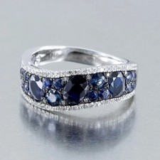 14K White Gold Plated 2Ct Oval LabCreated Blue Sapphire Women's Wedding Ring