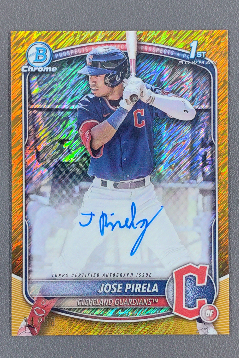 2025 Topps Chrome 1st Bowman Jose Pirela Gold Shimmer Refractor Auto /50