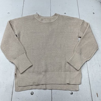 New In Cream Waffle Knit Long Sleeve Sable Softness Sweater Womens Size M NEW