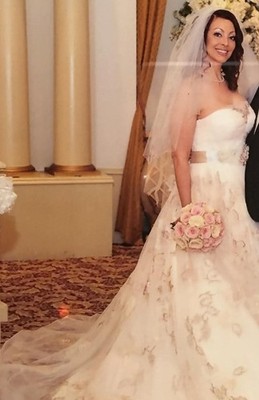 Strapless Lace Ball Gown Wedding Dress Ivory/Champagne Full-Length Tulle