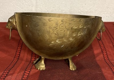 Solid Brass Lion Footed Lion Headed Cauldron Double Handle Pot Soap Dish