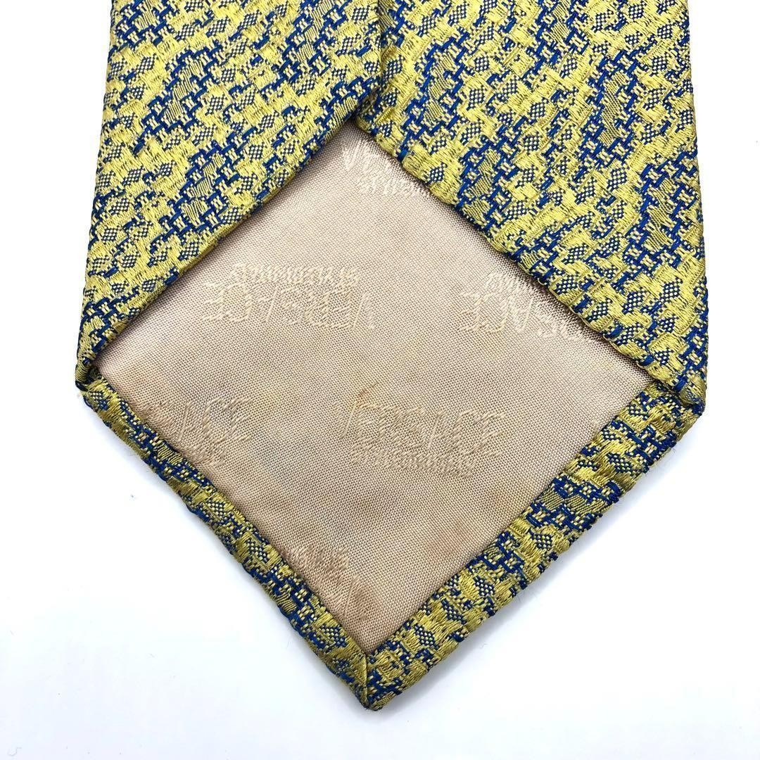 Versace Yellow Blue Pattern Silk Necktie All Over Design Used thumbnail 8