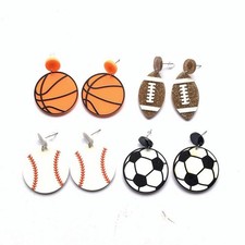 Acrylic Baseball Earrings Cool Punk Football Baseball Basketball Sports Drop Dan