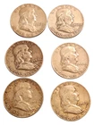 Franklin Half Dollars Circulated Ungraded Lot of 6  Various Years