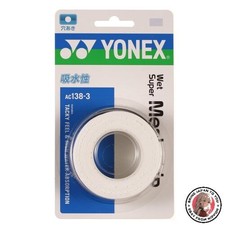 Yonex AC1383 Wet Super Mesh Grip Tennis Badminton Grip Tape White 3 Pack