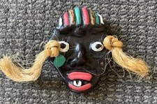 Vintage Brazilian Clay Tribal Mask Belem Amazon 5”