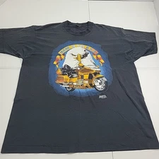 VTG Screen Stars Shirt Eable Motorcycle Made In USA Grafix Sports Wear 1992 GUC 