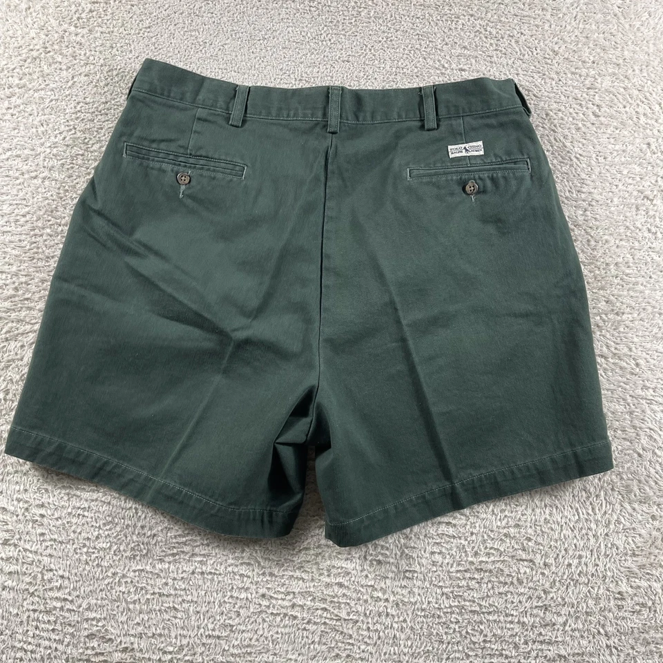 Pantalones Cortos Vintage Polo Ralph Lauren Andrew Para Hombre 36 Verde Plisado 6" Entrepierna Preppy Foto 2 de 4