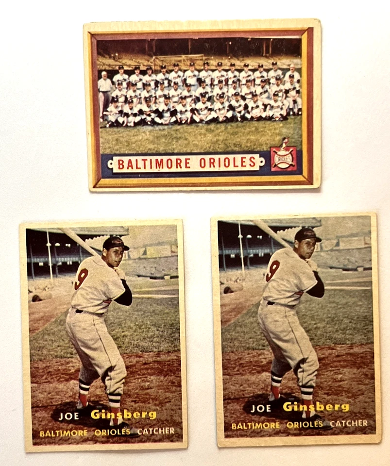 1957 Topps Baltimore Orioles Team Lote (6) — Brown, Ginsberg, Loes, tarjeta de equipo Foto 4 de 4