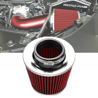 #ad #ad Universal Induction Air Set Filter Car Sports Chrome Cone Red 76mm Finish 3quot; New $25.64