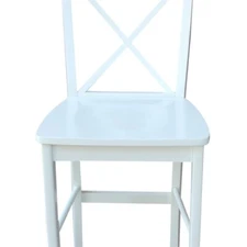 Pemberly Row 30" Solid Hardwood X-Back Bar Height Stool in White