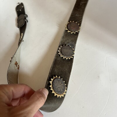 VINTAGE Silver Coin LEATHER Belt With Coin BUCKLE And COINS  display picture 3