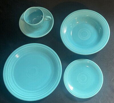 Vintage Fiestaware Fiesta Turquoise 1937-1969 Retired 5 Piece 