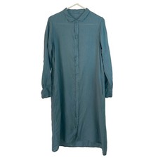 CP Shades Shirt Dress Womens Size XS Midi Blue Long Sleeve Button Down Designer