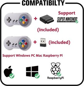 2.4 G Wireless SNES Controller Compatible with Original SNES Super NES, Win IOS