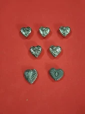 Vintage Metal Heart Shaped Button Covers Set of 15 Silver Tones