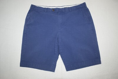 Brooks Brothers Seersucker Bermuda Shorts Blue Flat Chino Mens Size 40 x 11''