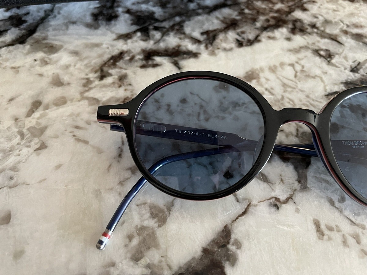 Authentic THOM BROWNE TB-407-A-T-BLK-46 Black Sunglasses - 46 mm 
